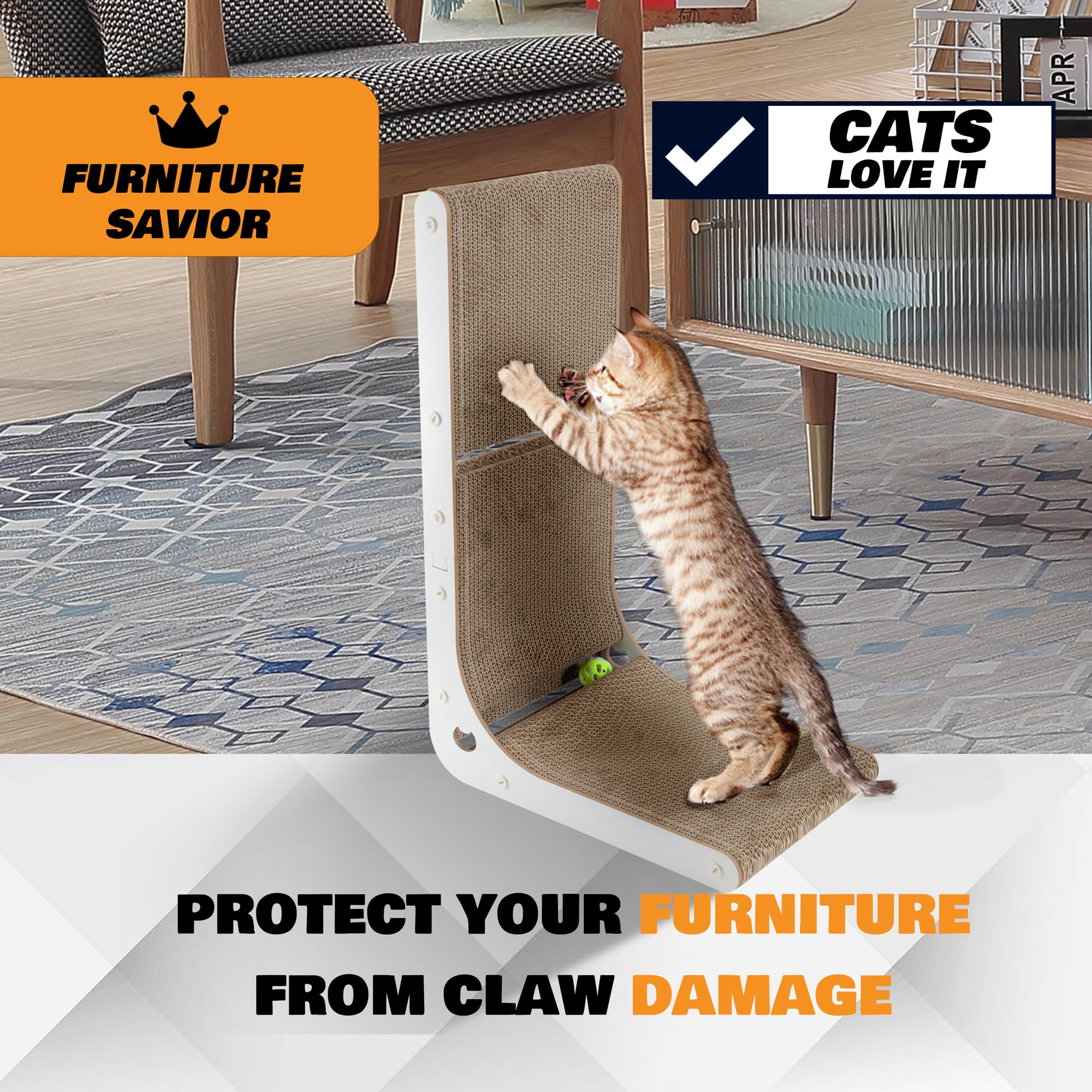SMARTBEAN wall-mount design for space-saving cat scratching solution