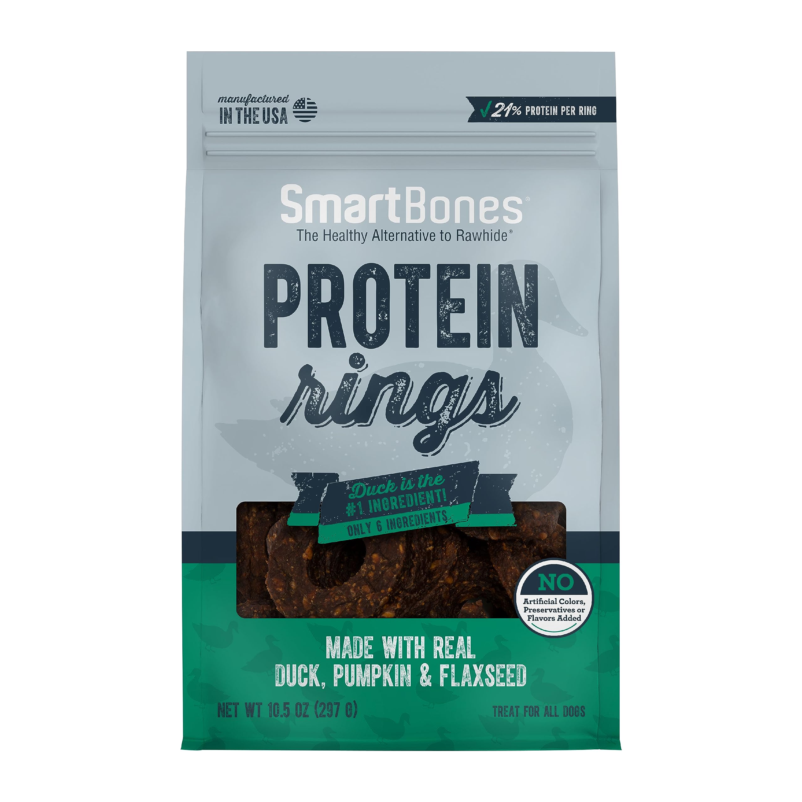 SmartBones Protein Rings with real duck, pumpkin and flaxseed—protein-rich dog treat in 10.5 oz bag