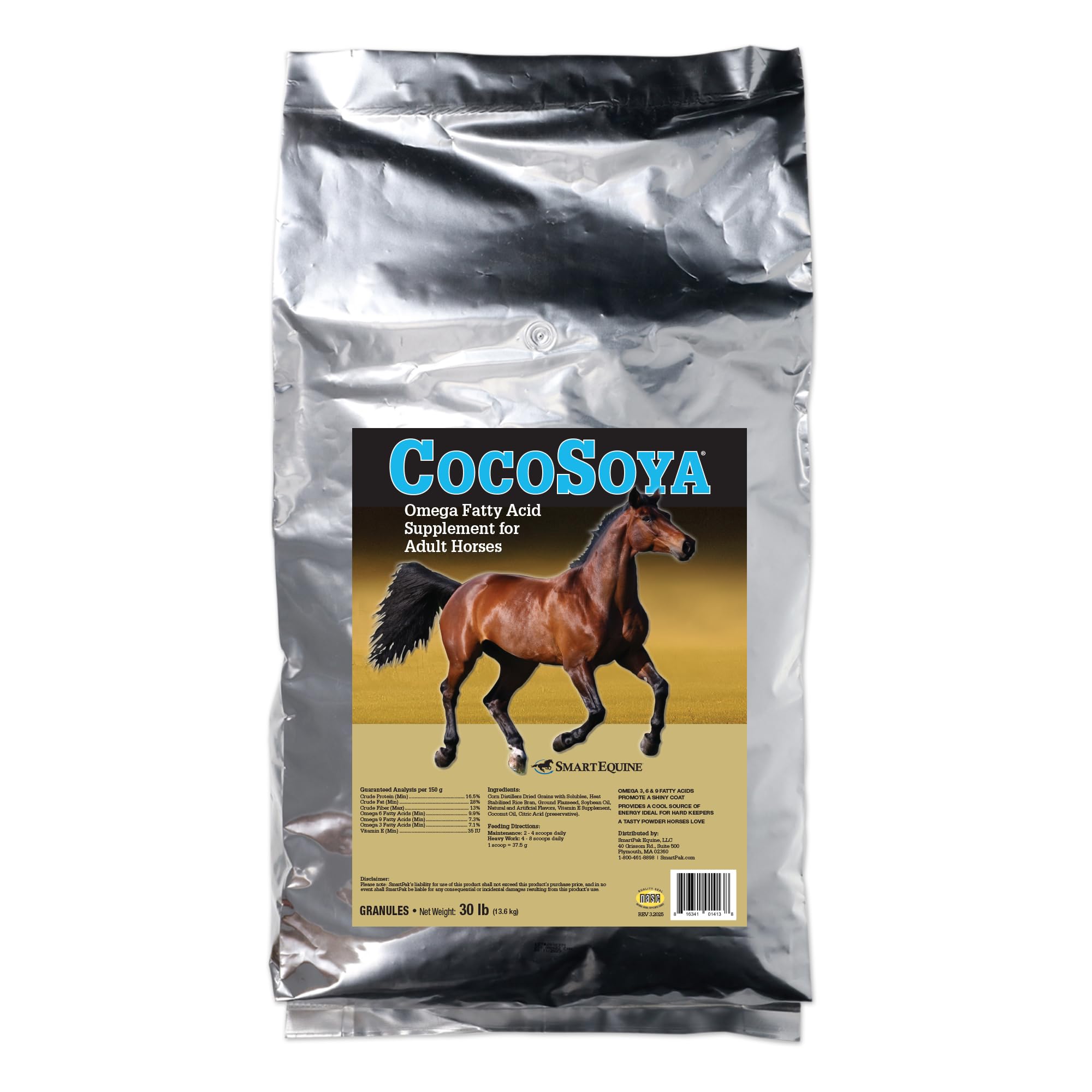 SmartEquine CocoSoya granular bag supports a lustrous coat and healthy skin.
