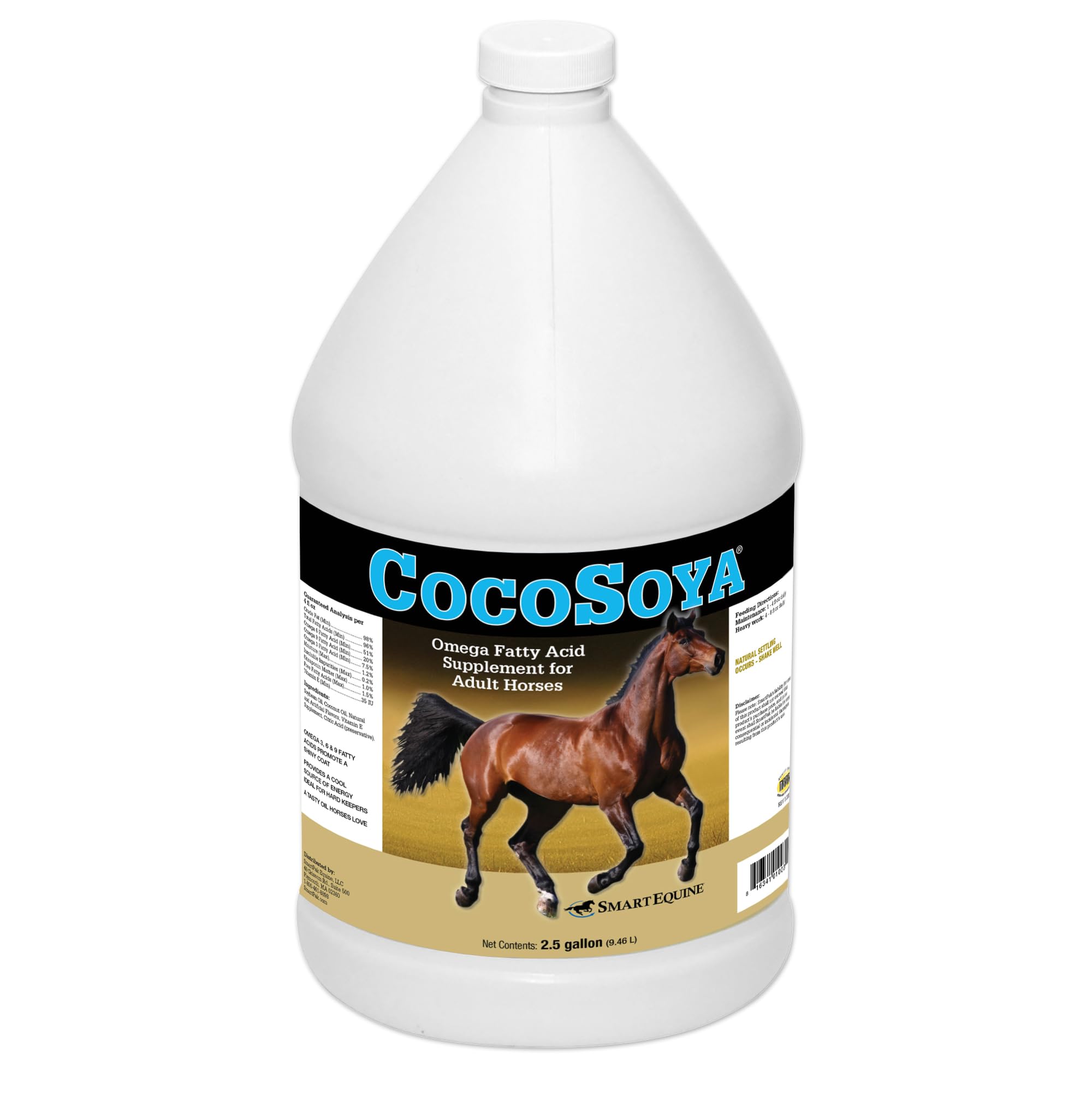 SmartEquine CocoSoya Oil bottle showing a nourishing blend for coat health