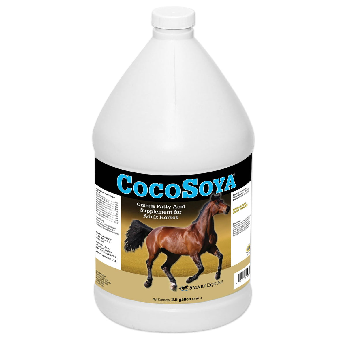 SmartEquine CocoSoya Oil bottle showing a nourishing blend for coat health