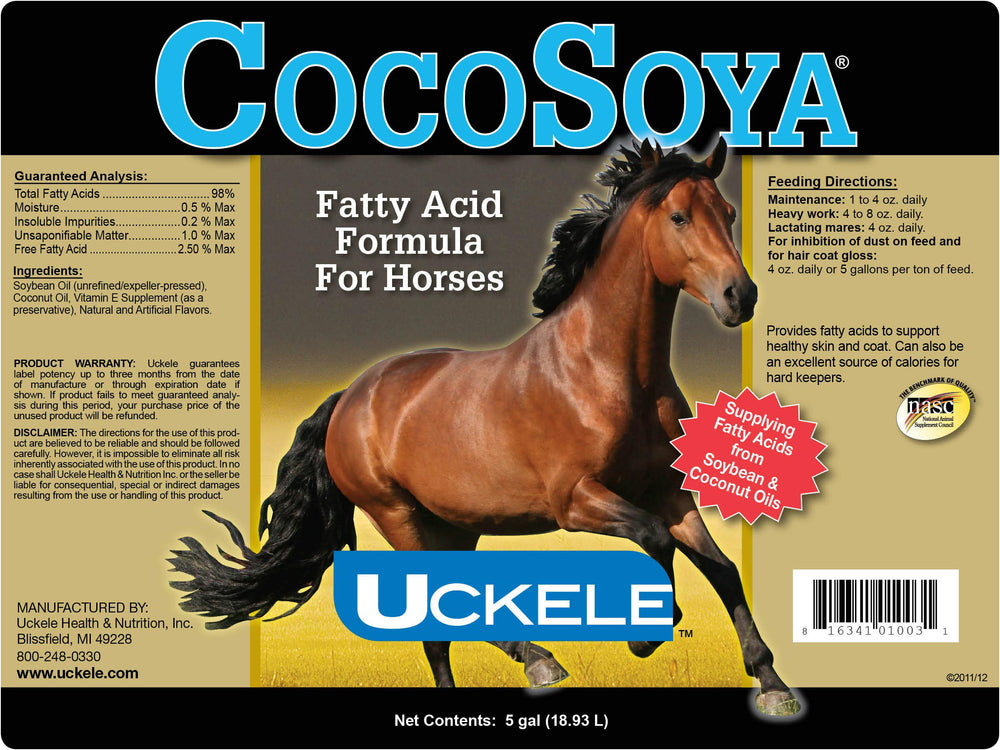 SmartEquine CocoSoya oil ingredients soybean and coconut for essential fatty acids.
