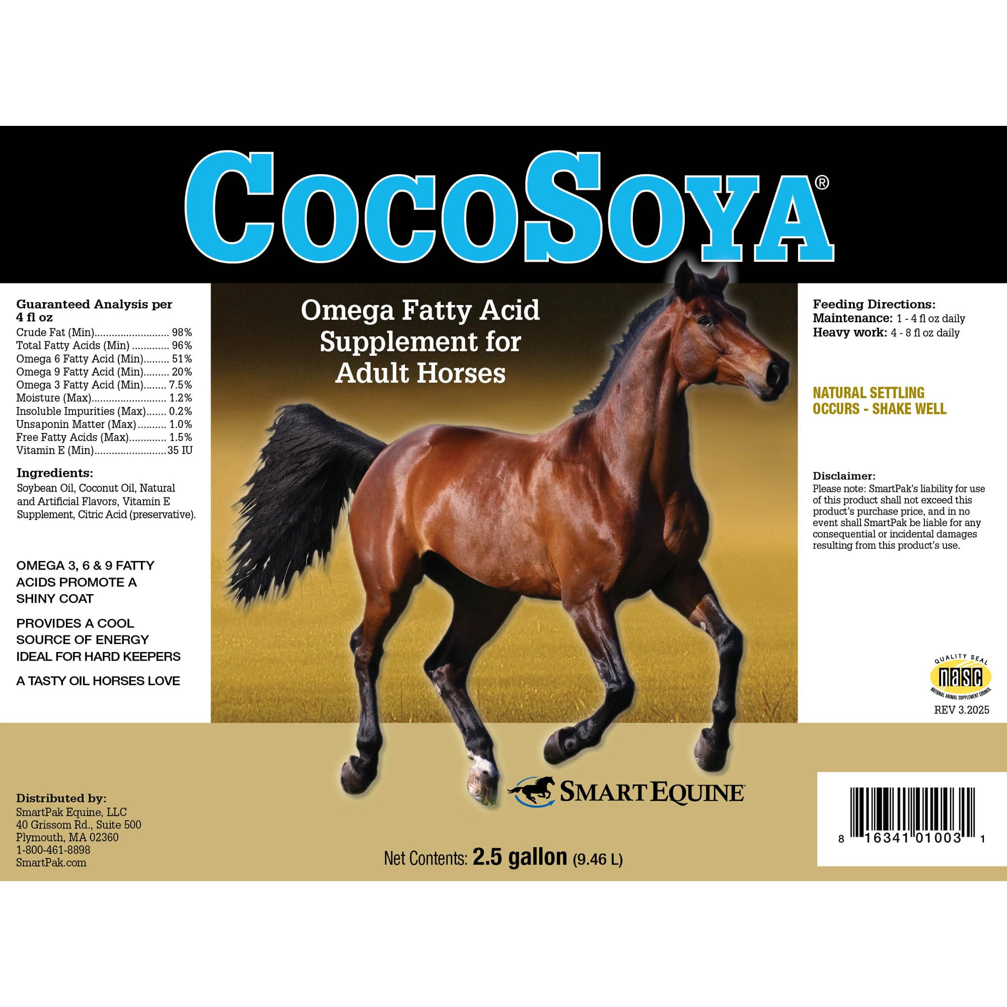 SmartEquine CocoSoya Oil being poured for easy daily dosing