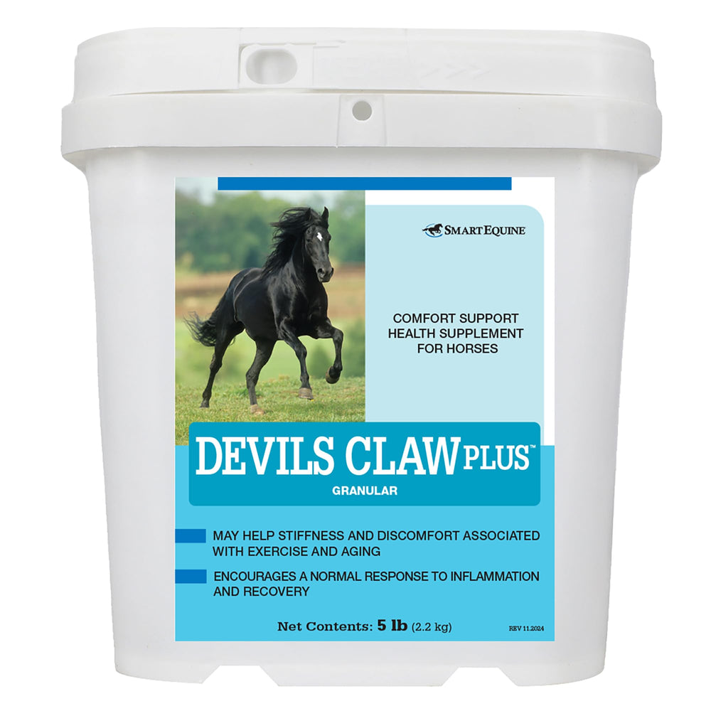 SmartEquine Devil's Claw Plus Granular powder tub showing convenient joint support
