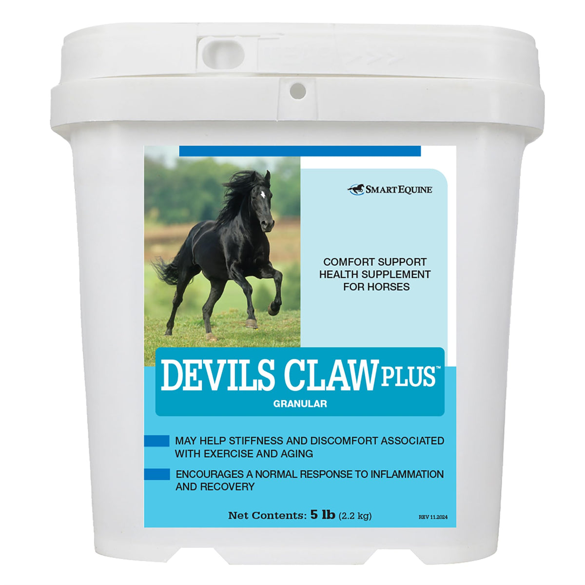 SmartEquine Devil's Claw Plus Granular powder tub showing convenient joint support