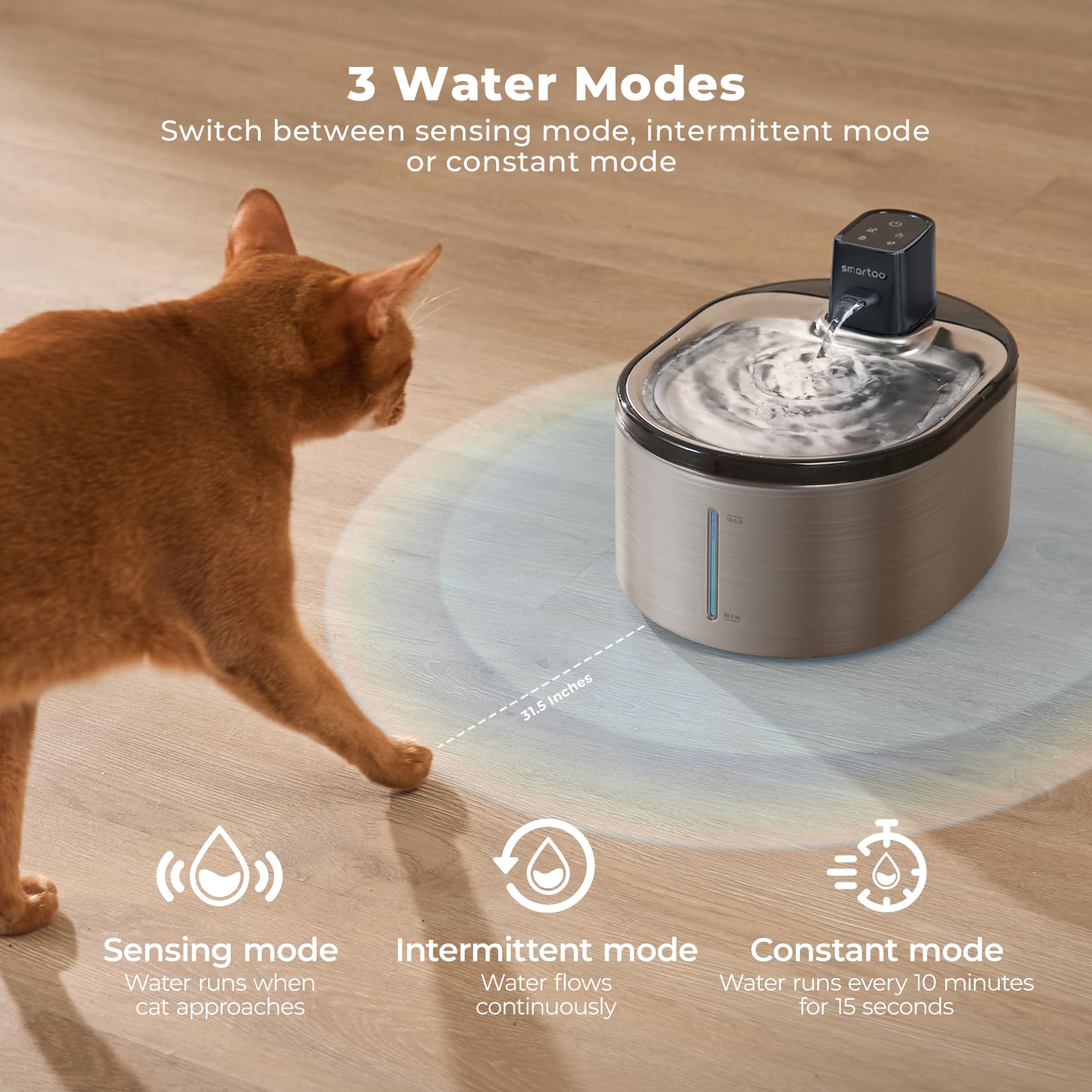 Smartoo stainless-steel body highlights durable, easy-to-clean construction for healthy hydration.