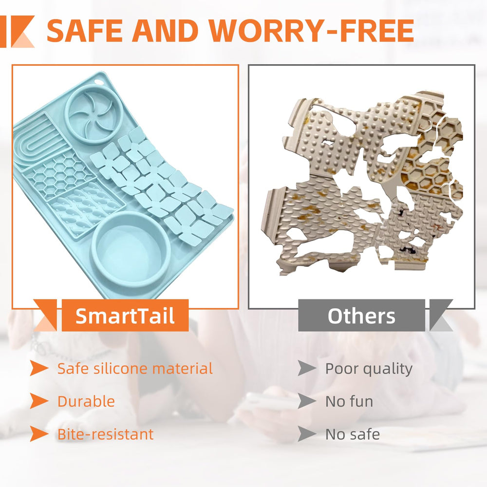 SmartTail non-slip licking bowl helps prevent sliding during play and meals.