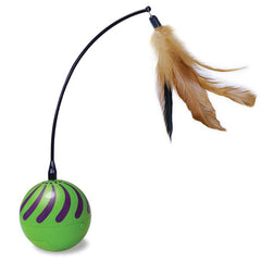 SmartyKat Feather Whirl wobble base in motion fuels interactive play.