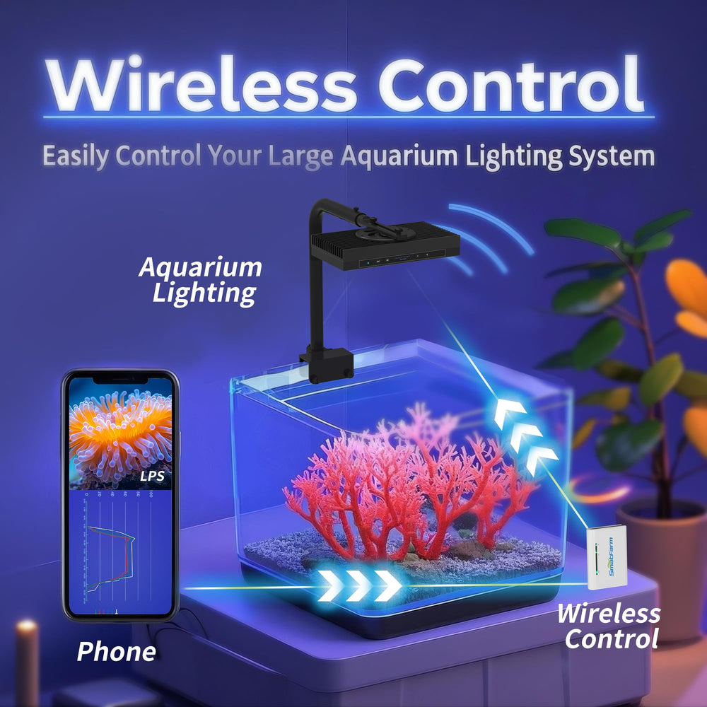 SMATFARM Aquarium Light Controller master-slave system synchronizes all lights in a group.