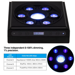 SMATFARM G3 reef light showing 26 high power LEDs for deep penetration