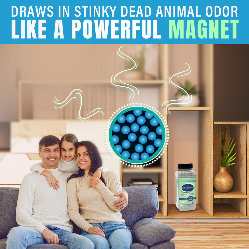 SMELLEZE purifies air by removing odor molecules at the source