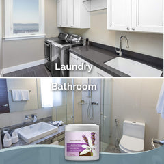Smells Begone lavender vanilla gel in bathroom provides subtle aroma.