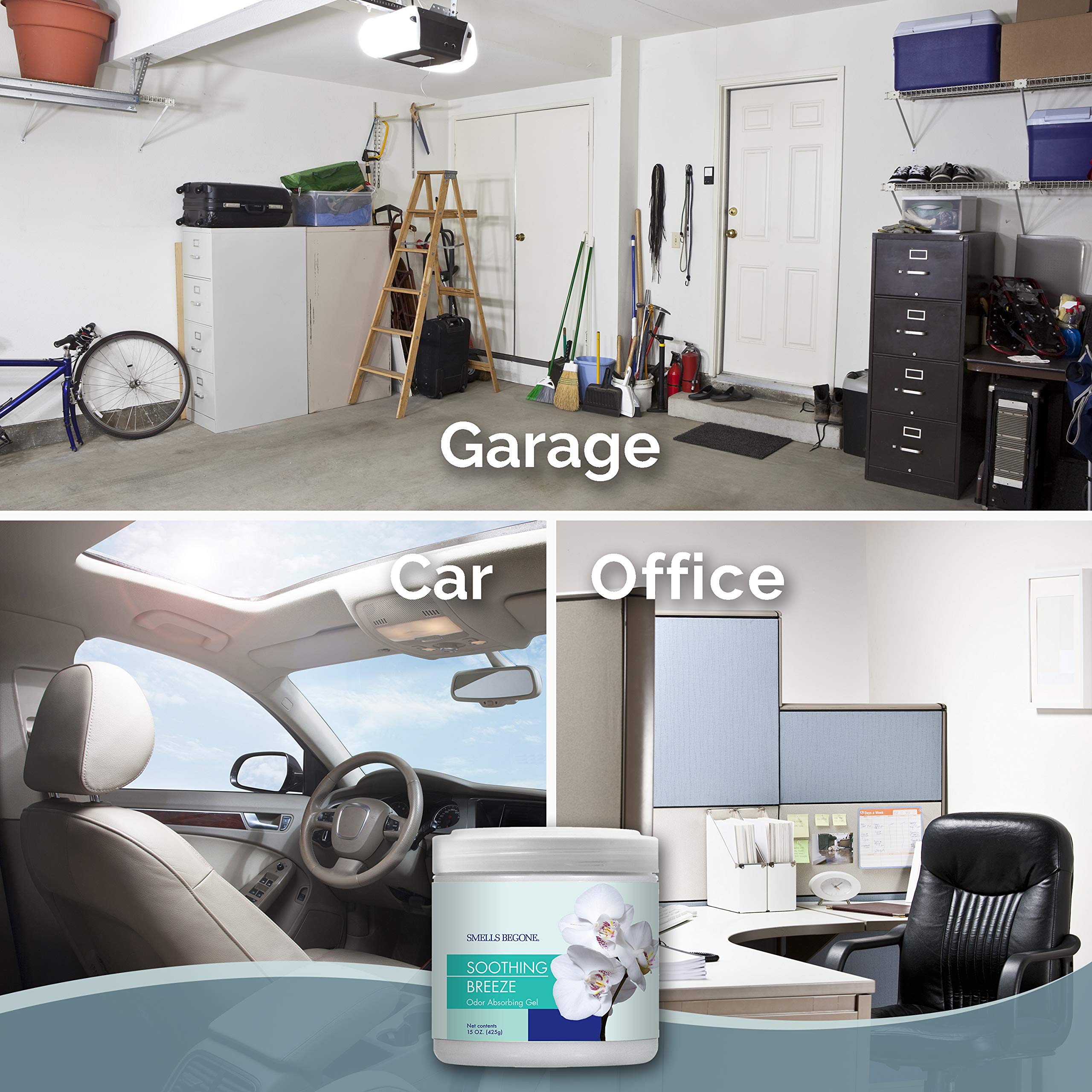 SMELLS BEGONE odor control in pet areas, bathrooms, cars, and boats demonstrated.