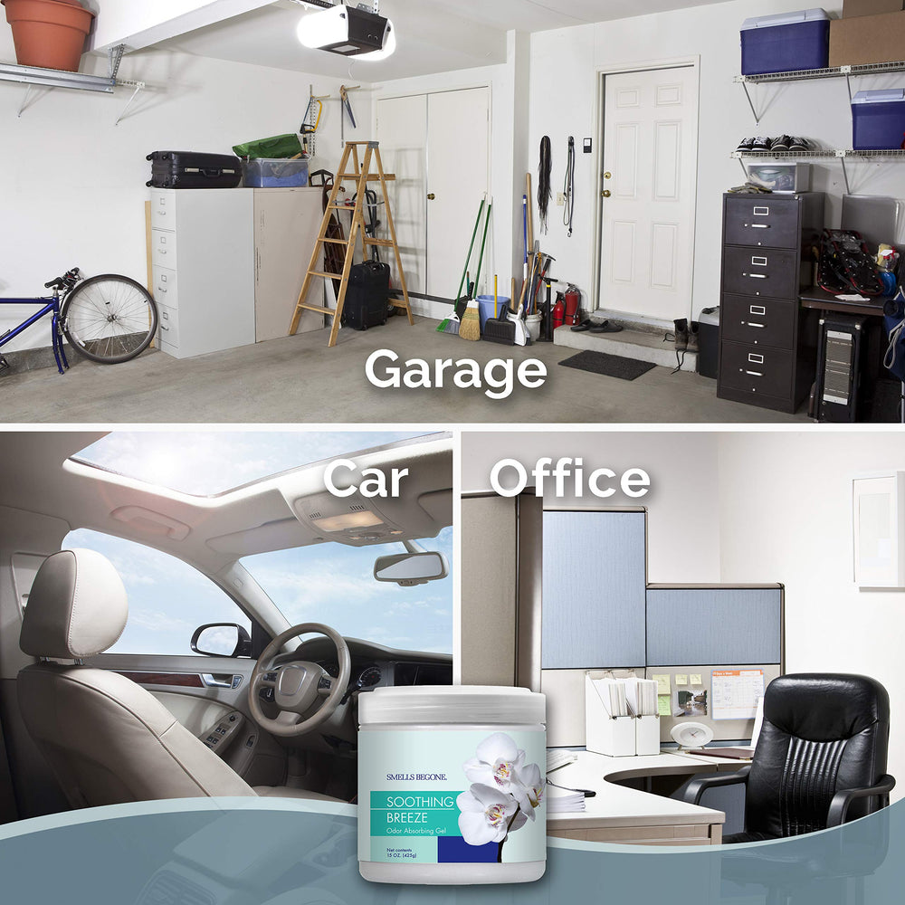 SMELLS BEGONE odor control in pet areas, bathrooms, cars, and boats demonstrated.