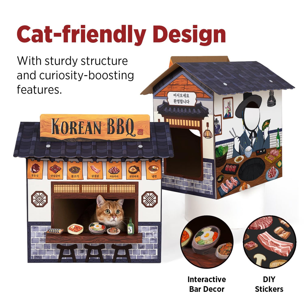 SMILE PAWS Izakaya-inspired decor blends with home interiors and cat play.