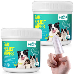 SmileDenX dog ear wipes packaging shows unscented formula for sensitive ears
