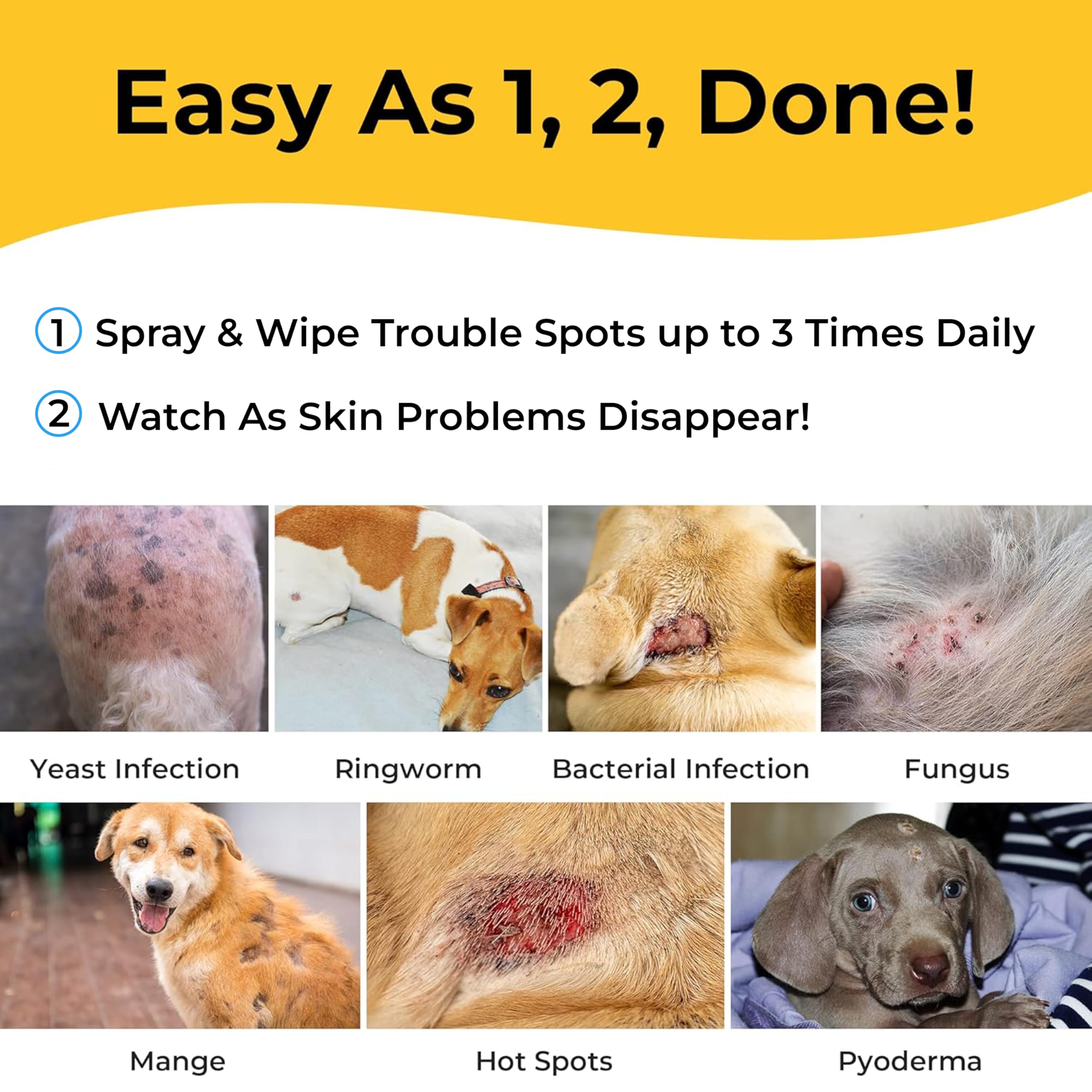 Smiling Paws Pets Advanced Chlorhexidine Spray label highlights veterinary-grade antiseptic formula.