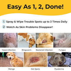 Smiling Paws Pets Advanced Chlorhexidine Spray label highlights veterinary-grade antiseptic formula.