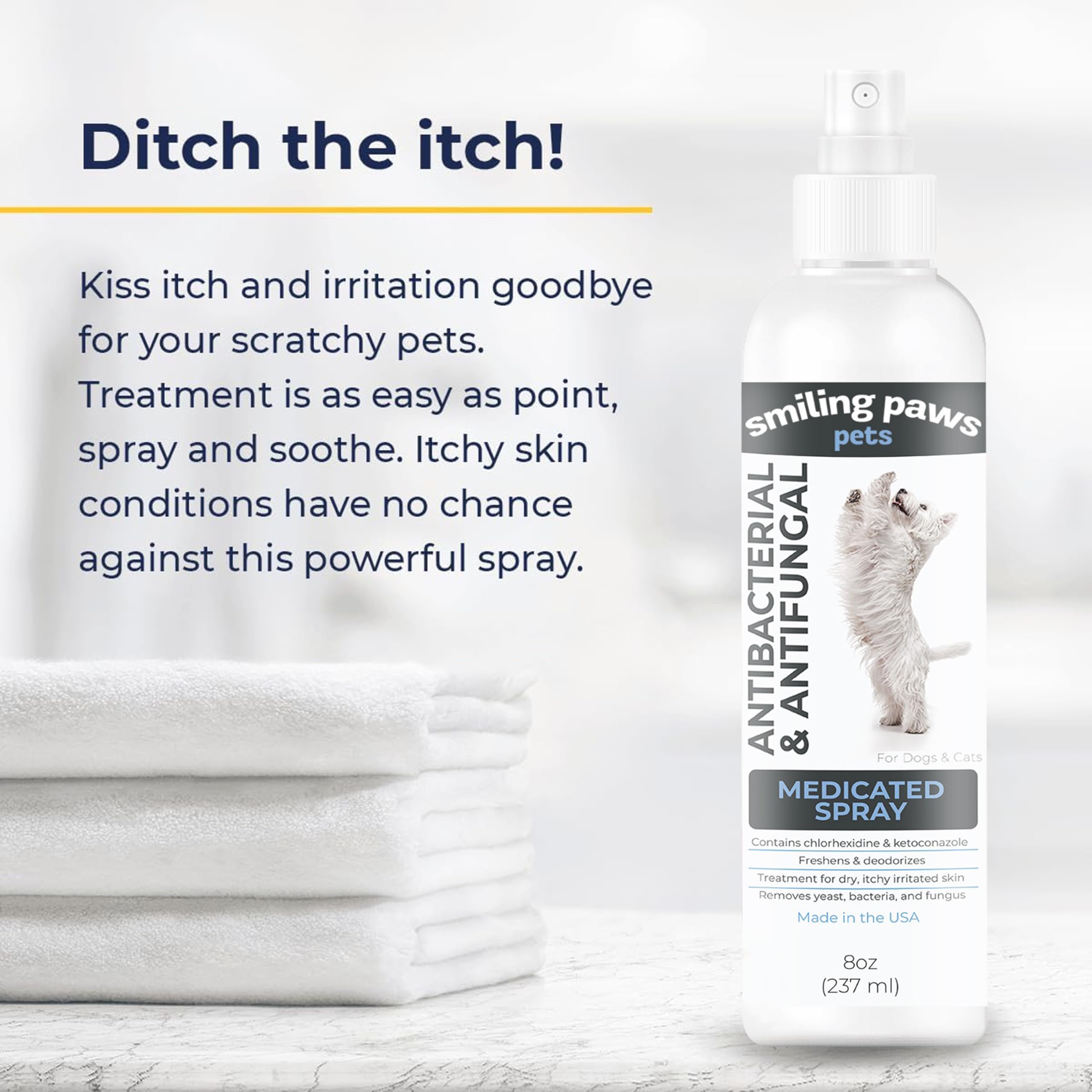 Smiling Paws Pets Advanced Chlorhexidine Spray supports multi-pet households with one product.