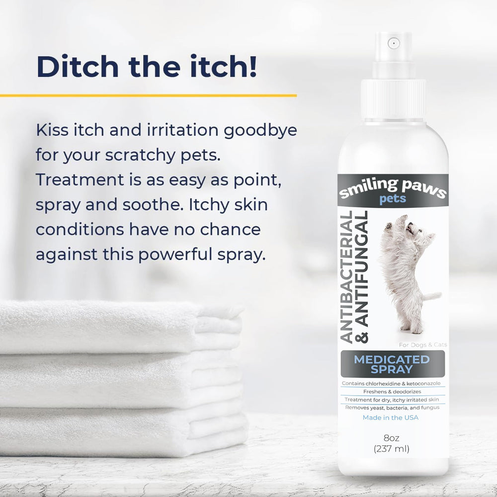 Smiling Paws Pets Advanced Chlorhexidine Spray supports multi-pet households with one product.