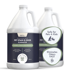 Smiling Paws Pets cat urine odor remover bottle shows enzyme action for quick odor relief.