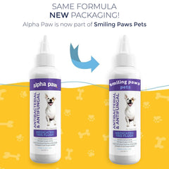 Smiling Paws Pets Tris Flush botella de 355 ml para higiene auditiva regular.