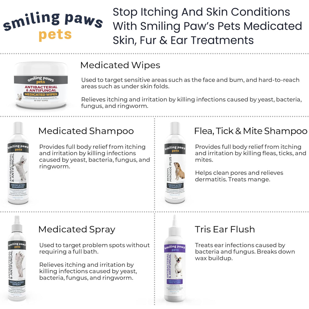 Smiling Paws Pets Tris Flush limpieza diaria de orejas de mascotas.