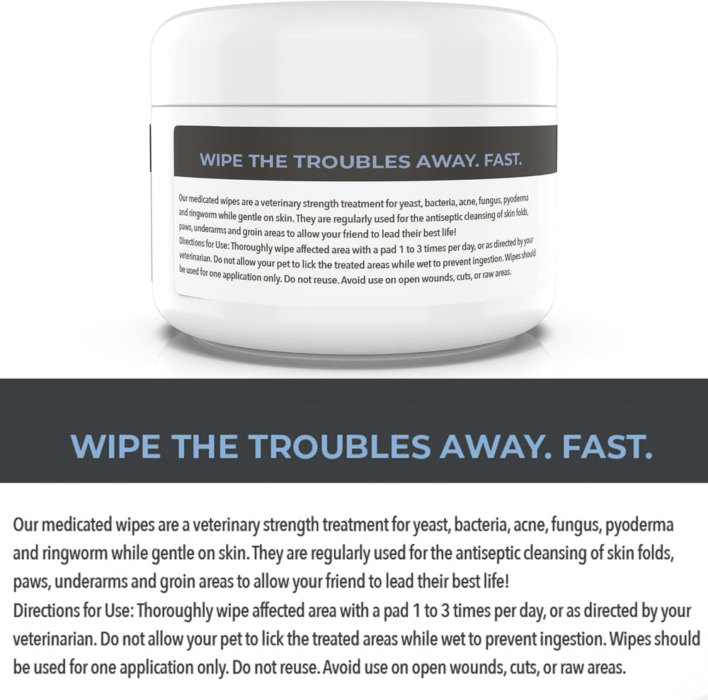 Smiling Paws Pets wipes applied to hot spots on a pet