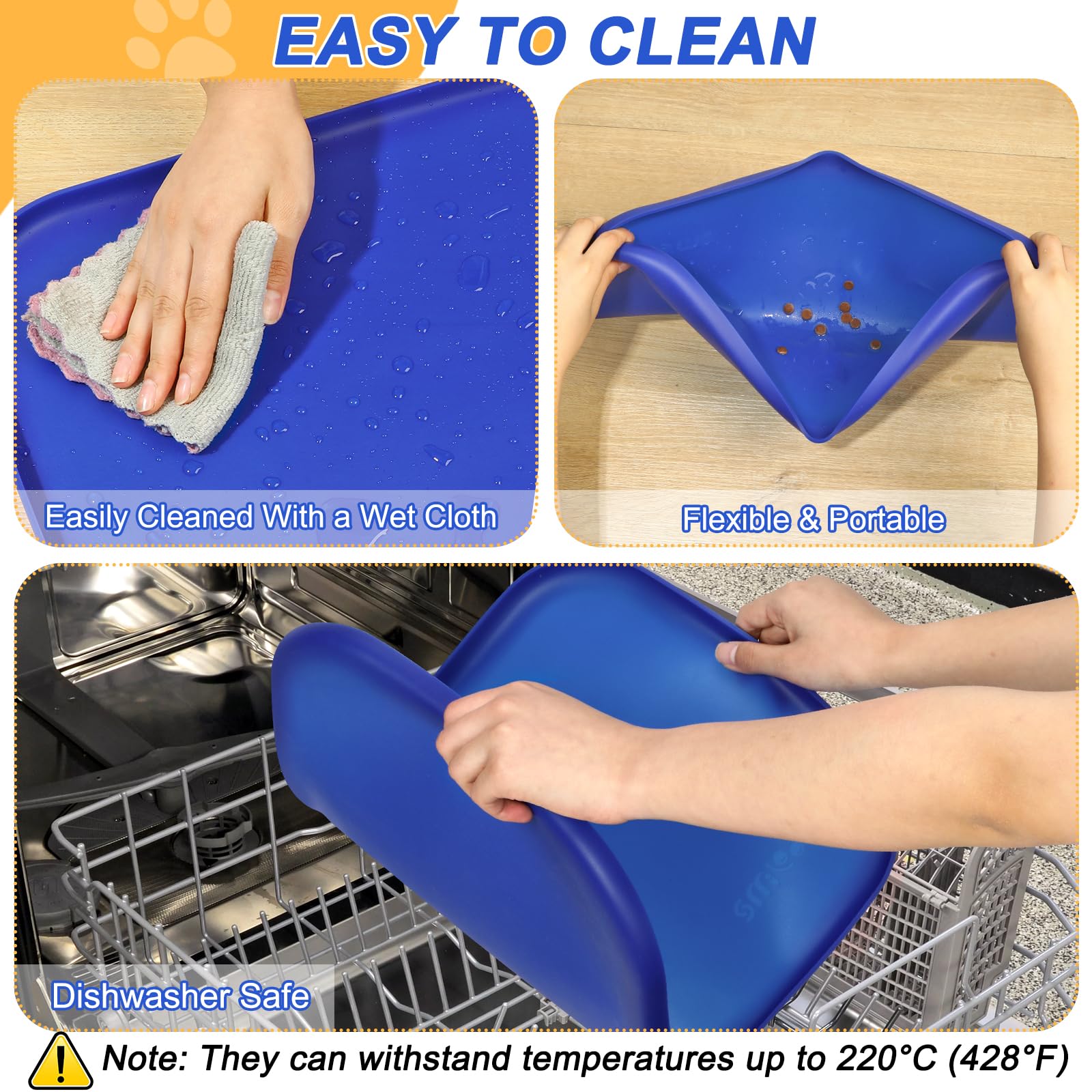 SMILOOL dishwasher-safe pet mat for quick cleaning after meals