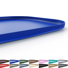 SMILOOL silicone pet feeding mat with raised edge in navy containing spills during meals