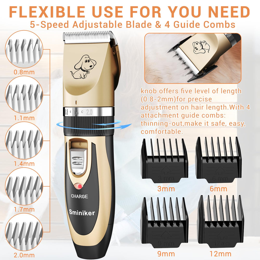 Sminiker Professional low-vibration, ultra-quiet motor reduces pet stress during grooming.