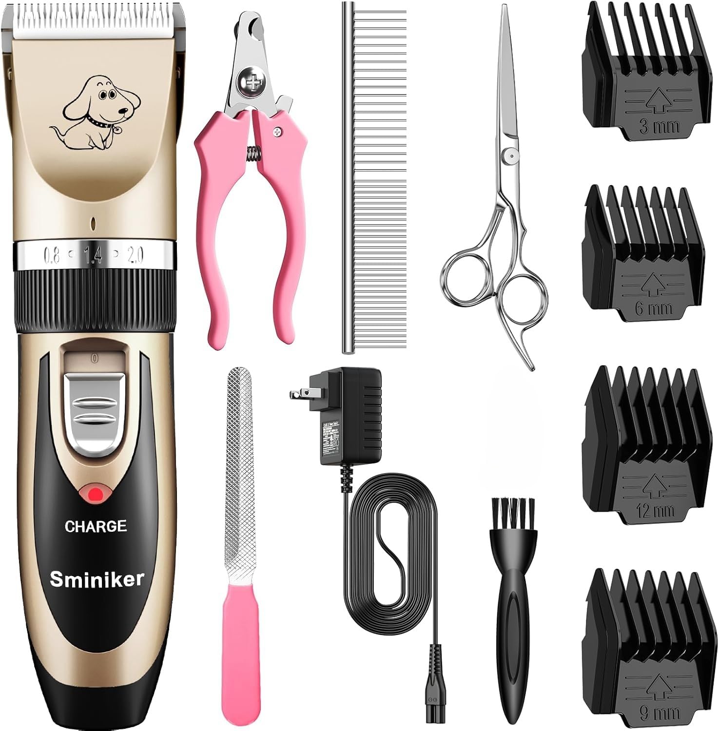 Sminiker Professional cordless grooming clippers for dogs, cats, and horses offer versatile home grooming.