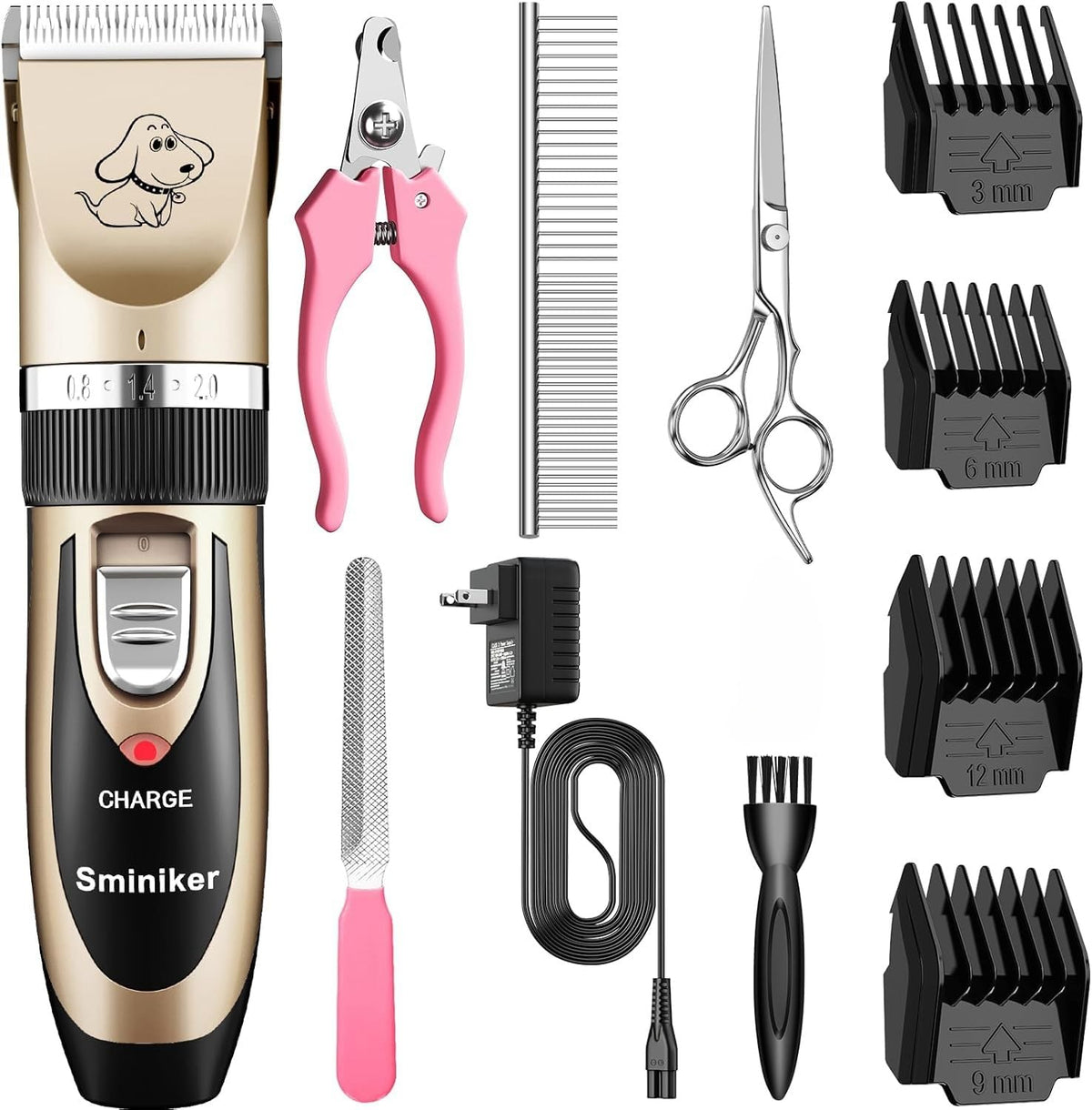 Sminiker Professional cordless grooming clippers for dogs, cats, and horses offer versatile home grooming.