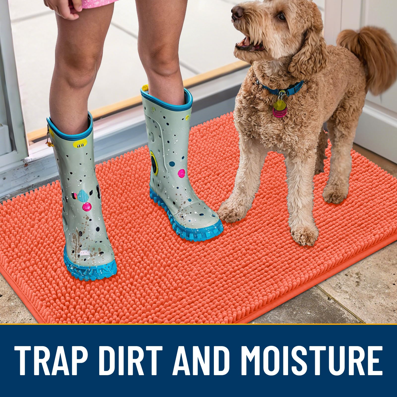 Smiry absorbent entryway mat traps dirt from wet paws at the door