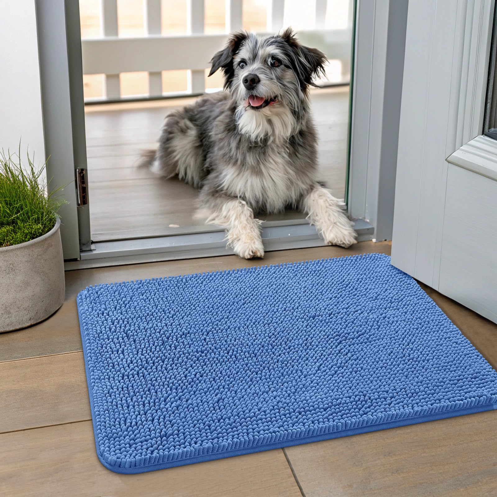 Smiry alfombra de entrada con chenille suave que atrapa humedad.