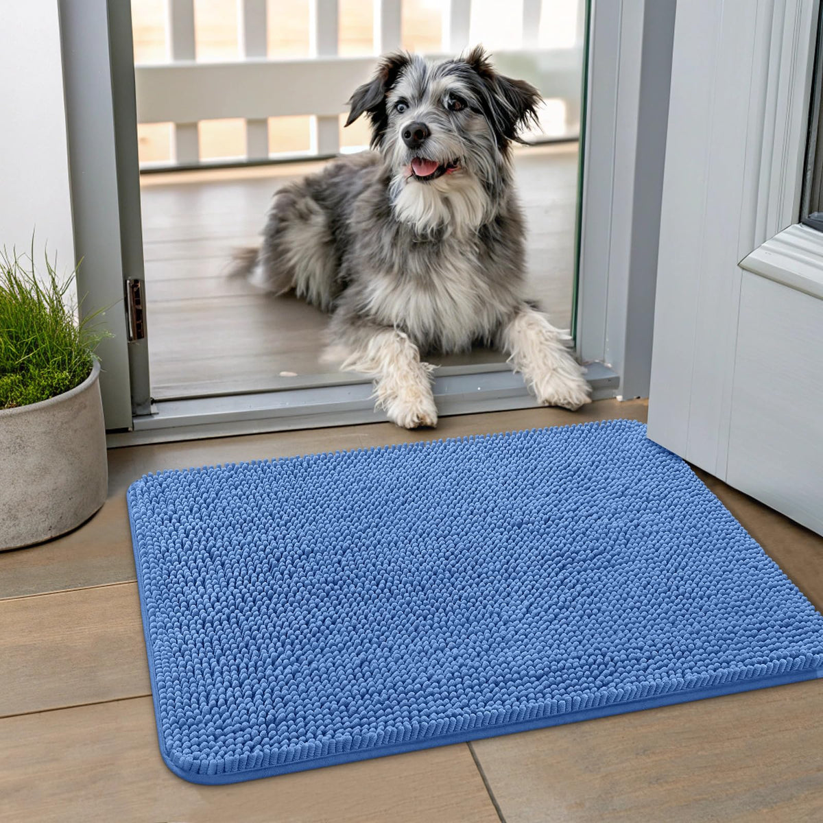 Smiry alfombra de entrada con chenille suave que atrapa humedad.