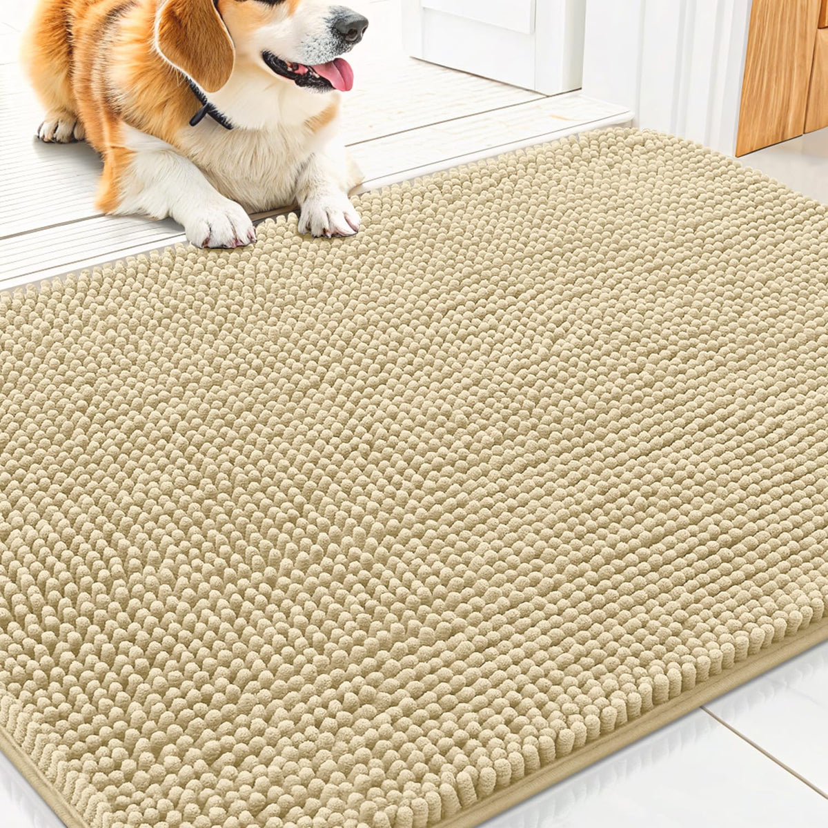 Smiry alfombra puerta perro absorbente: evita charcos y mantiene seco el suelo en la entrada.