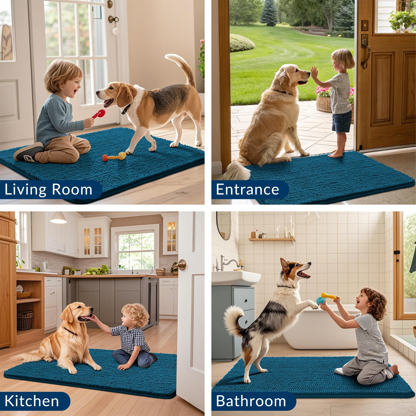 Smiry Atlantic Blue indoor mat adds soft welcoming touch to entrances