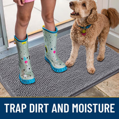 Smiry chenille door mat soft-pile enhances pet comfort at every doorway.