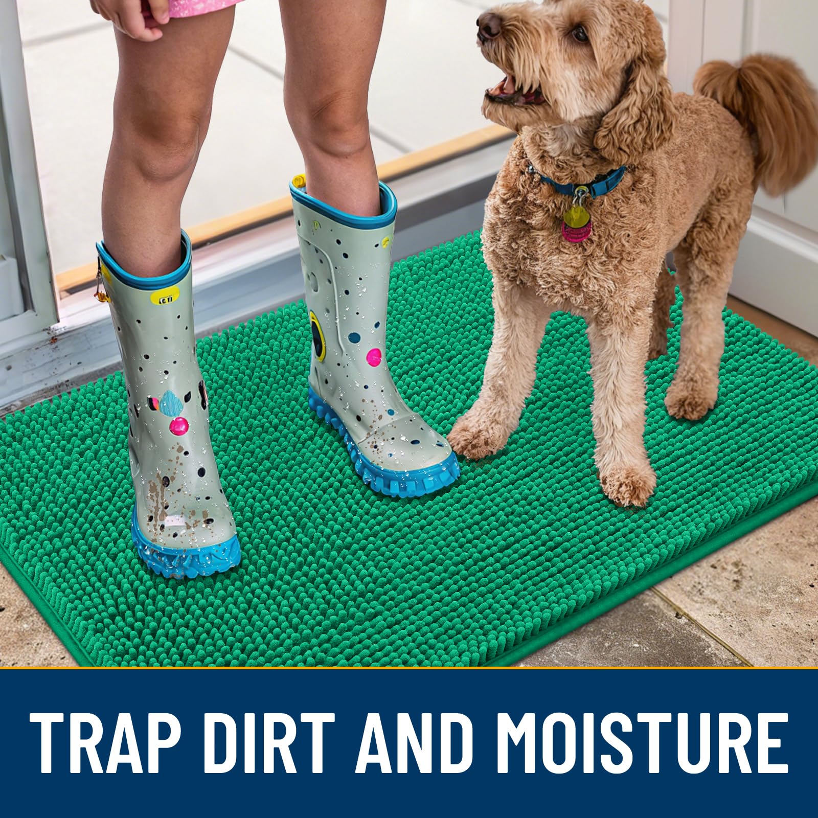 Smiry emerald green door mat dirt-trap focus keeps dirt near the door