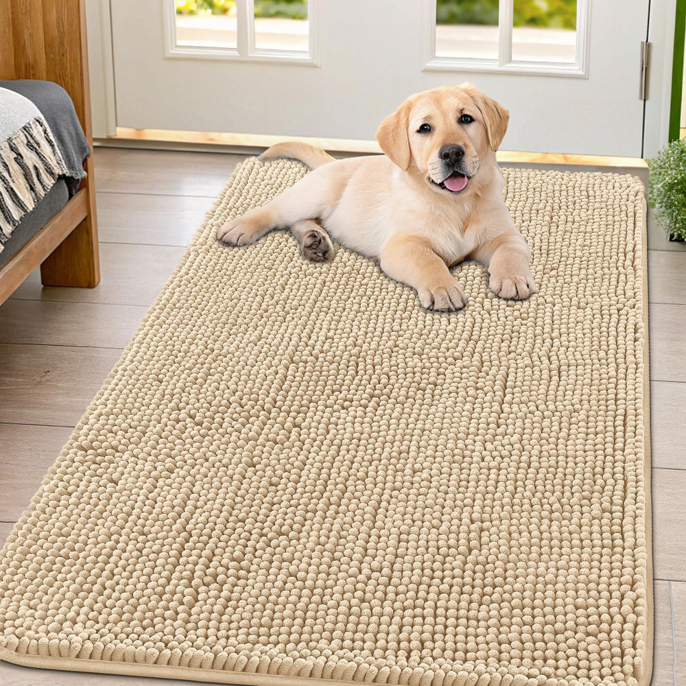 Smiry dog door mat 47x32 absorbs moisture to protect floors.