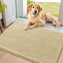Smiry dog door mat absorbent chenille closeup traps moisture.