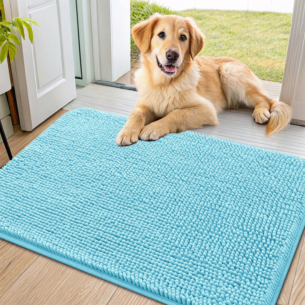 Smiry dog door mat absorbent chenille at entryway for muddy paws