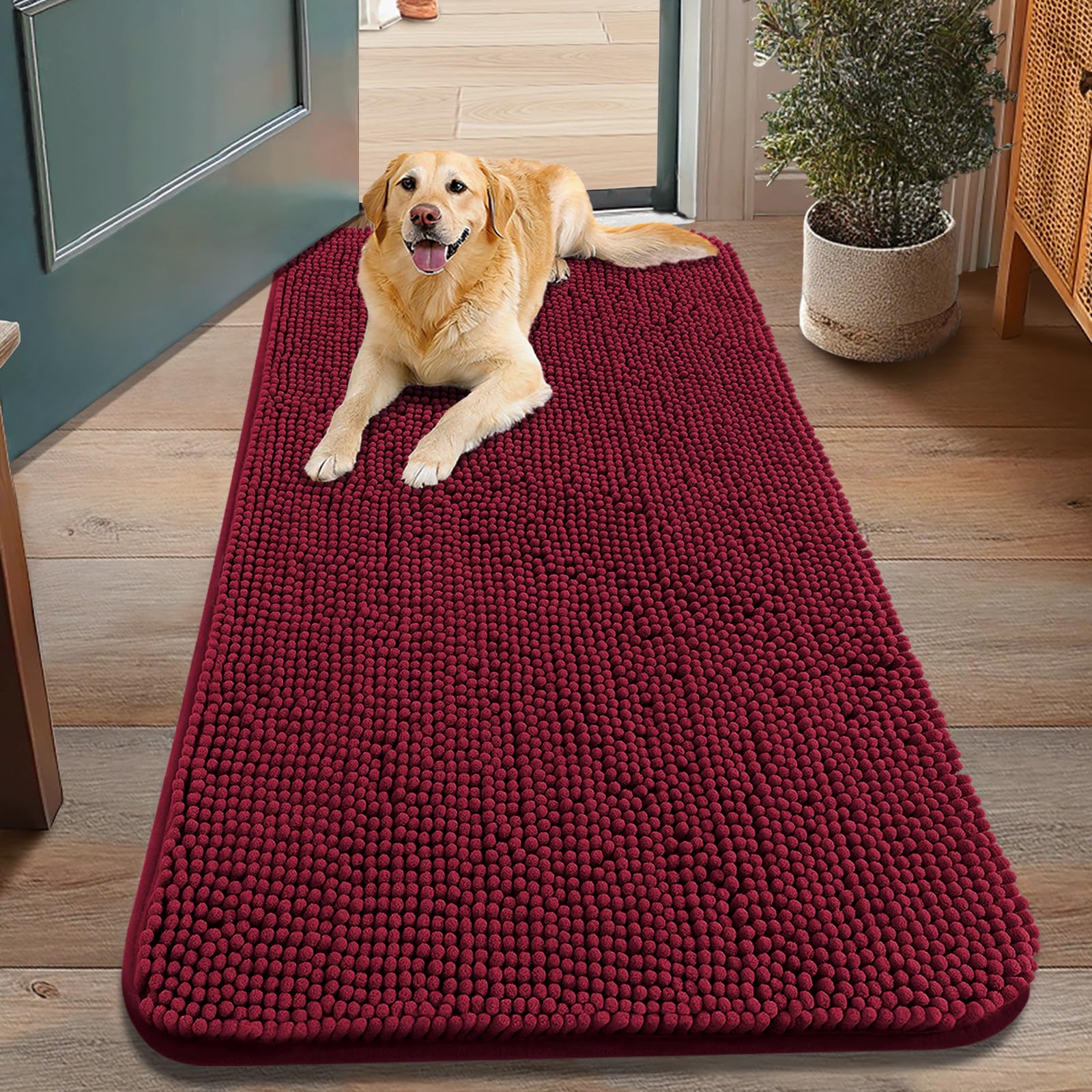 Smiry Dog Door Mat with absorbent dirt-trap surface for entryways.