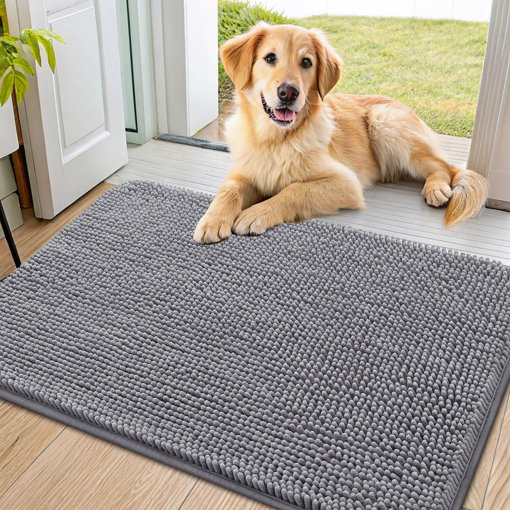Smiry dog door mat absorbent-dirt-trap keeps entryway dry and clean.