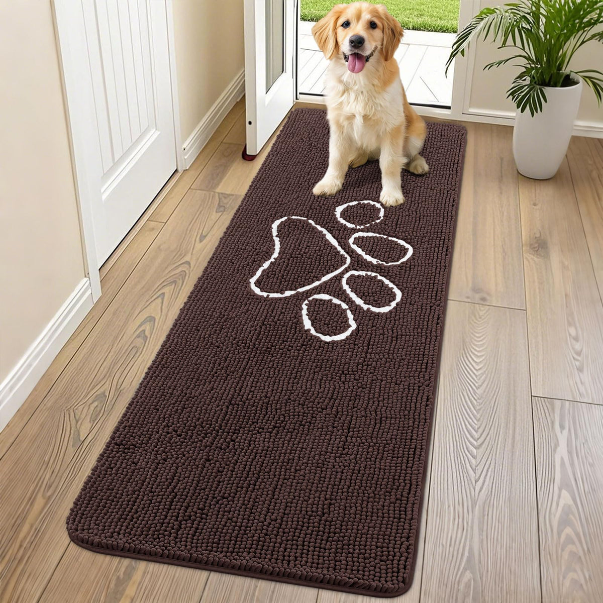 Smiry dog door mat absorbent-dirt-trapper keeps floors clean after muddy walks.