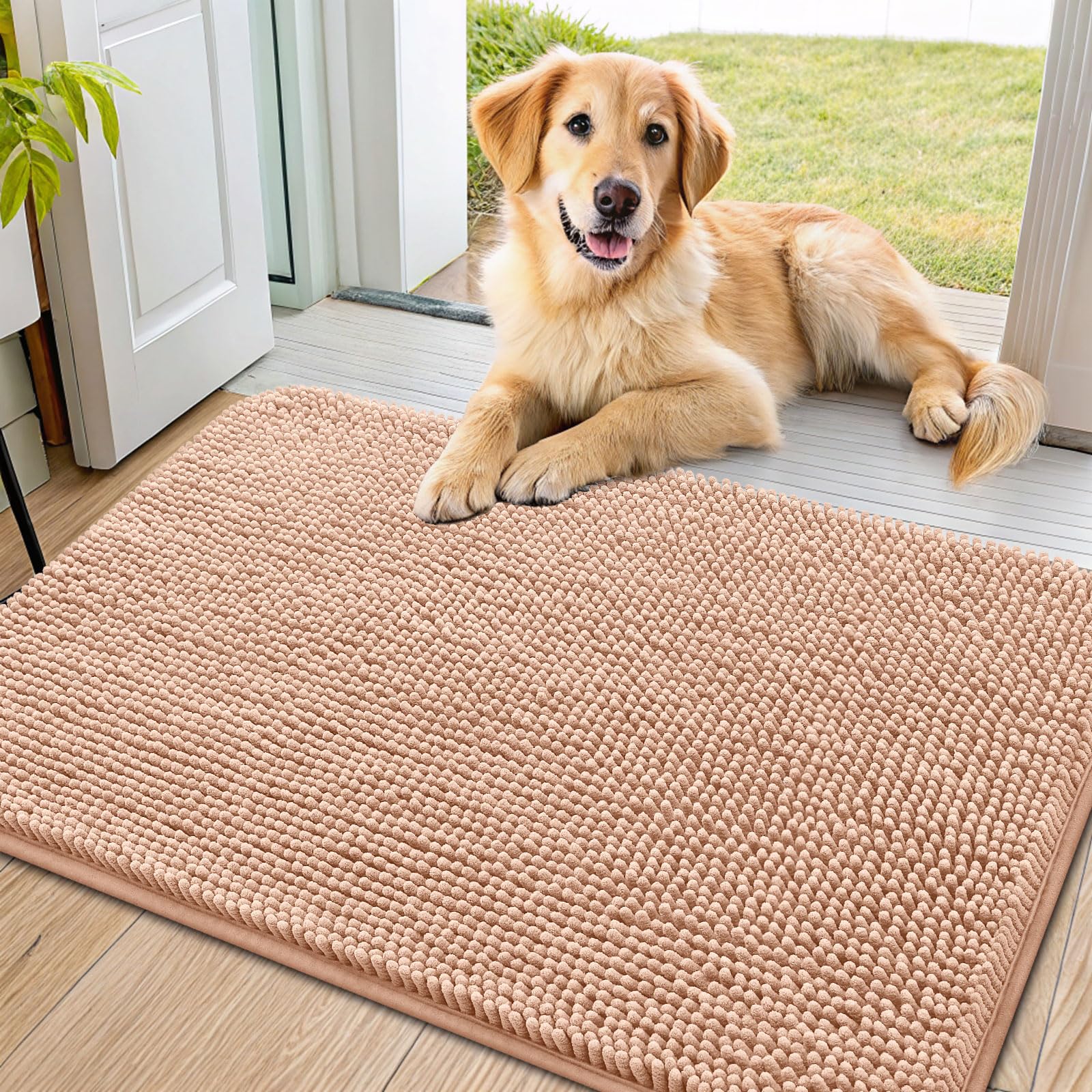 Smiry dog door mat absorbent-mud-entry keeps entrances drier and cleaner.