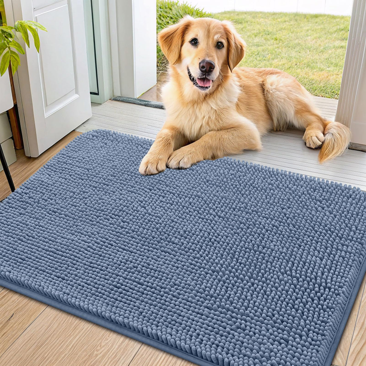 Smiry dog door mat absorbent mud captures moisture at the entryway for cleaner floors.