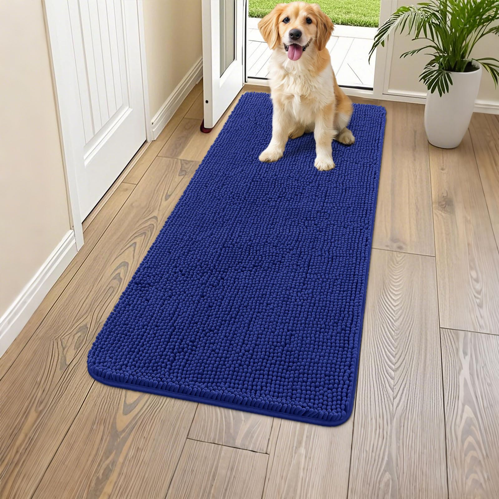 Smiry dog door mat absorbent muddy-paws close-up for cleaner entryways.