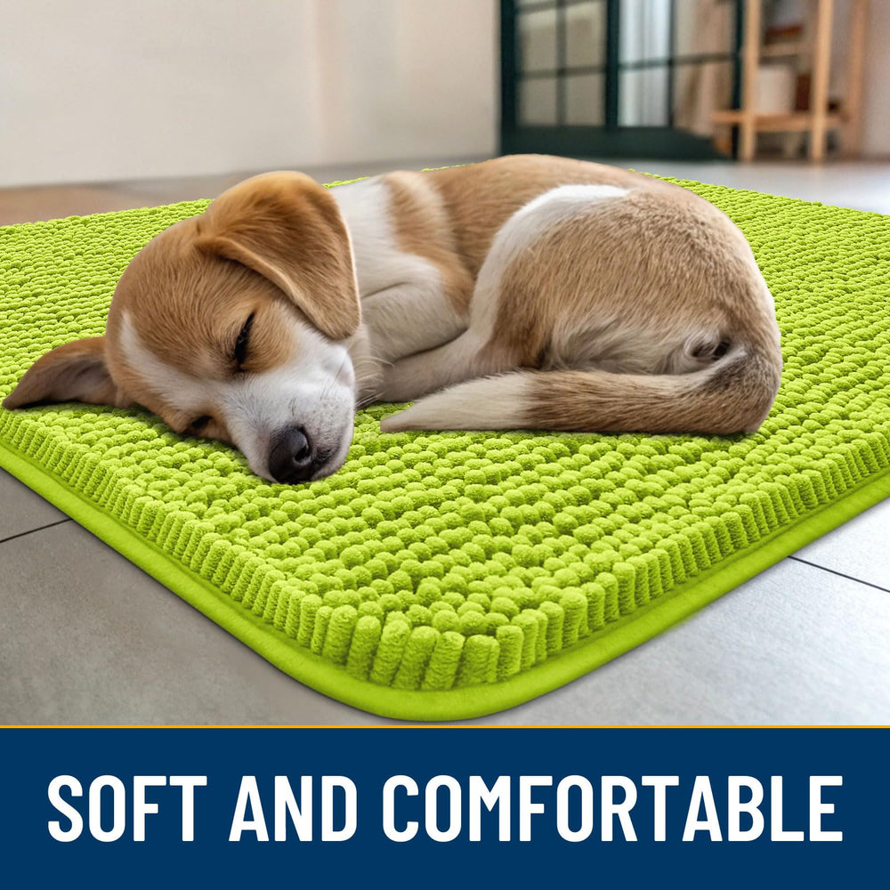 Smiry dog door mat absorbs moisture to keep floors drier.